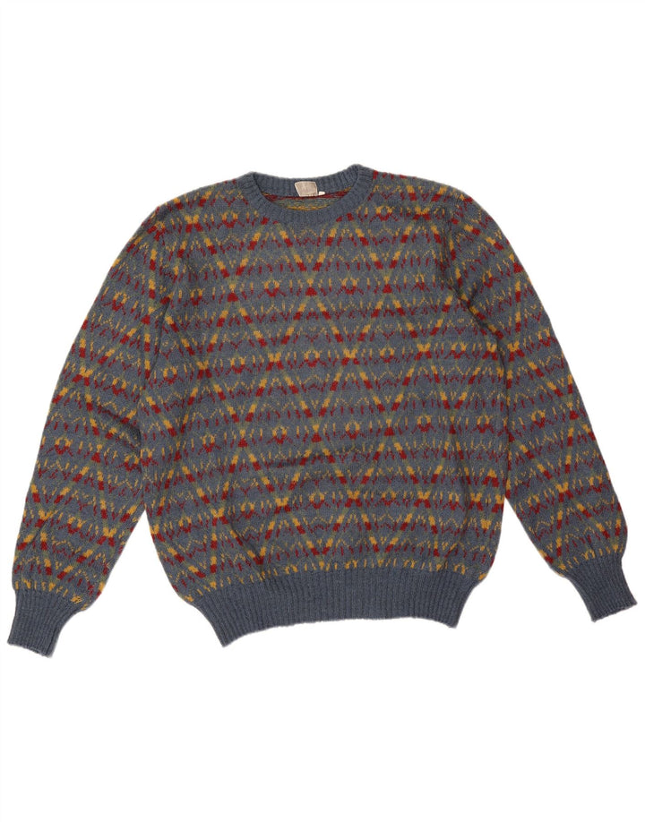 Miriam Herre Crew Neck Jumper Sweater Medium Grey Fair Isle Akryl