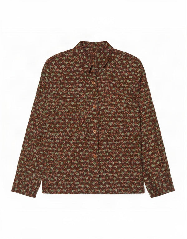 Vintage dameskjorte UK 16 Large Brown Floral