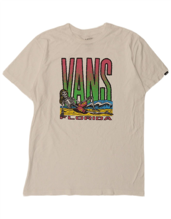 Vans Herre Classic Fit Grafisk T-Shirt Top Medium Hvid Bomuld
