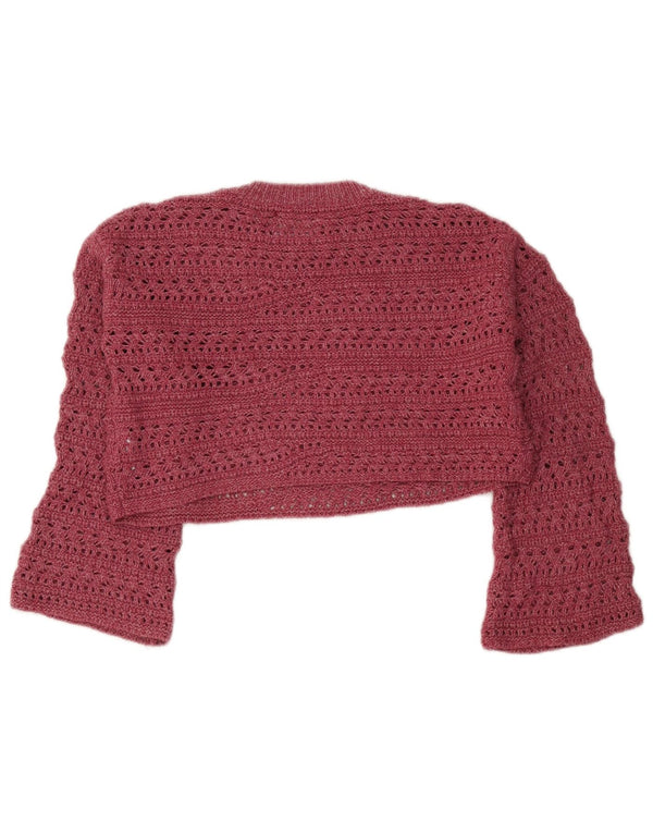 Zara Girls Crop Crew Neck Jumper Sweater 11-12 år Pink Polyamid