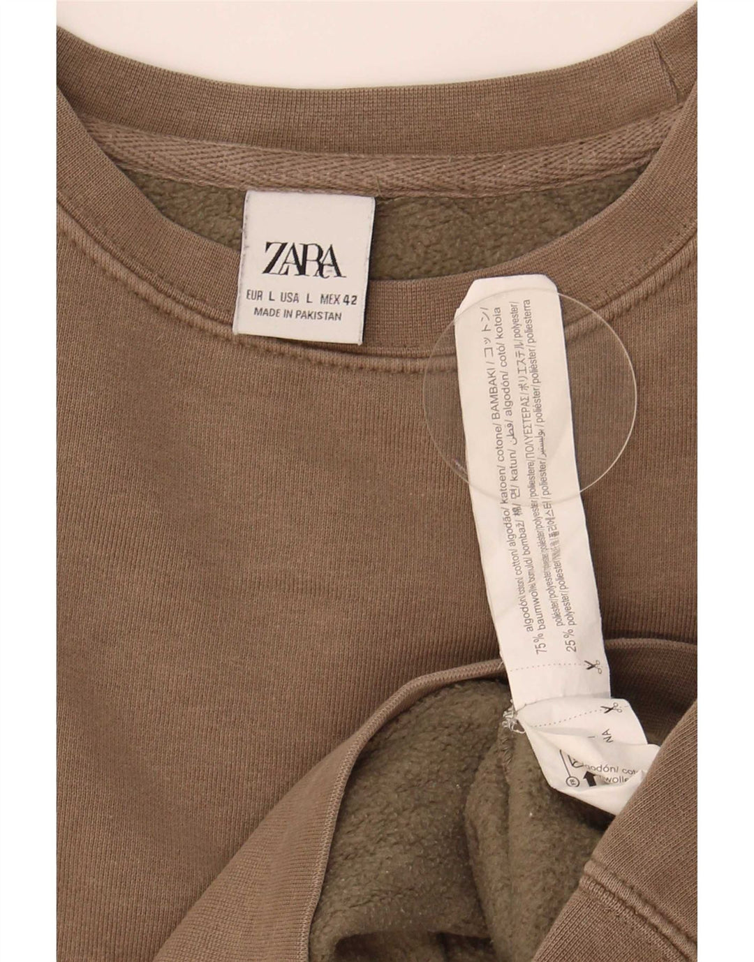 Zara Herre Sweatshirt Jumper Stor Brun Bomuld