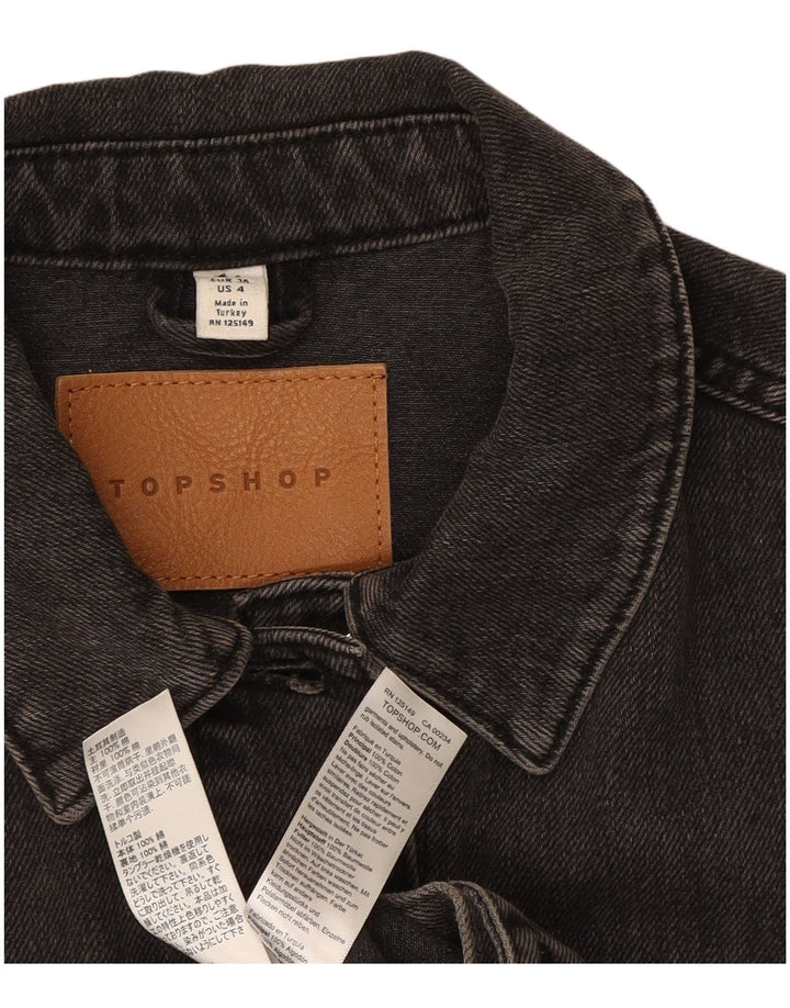 Topshop Dame Oversized denimjakke UK 8 Small Grå Bomuld