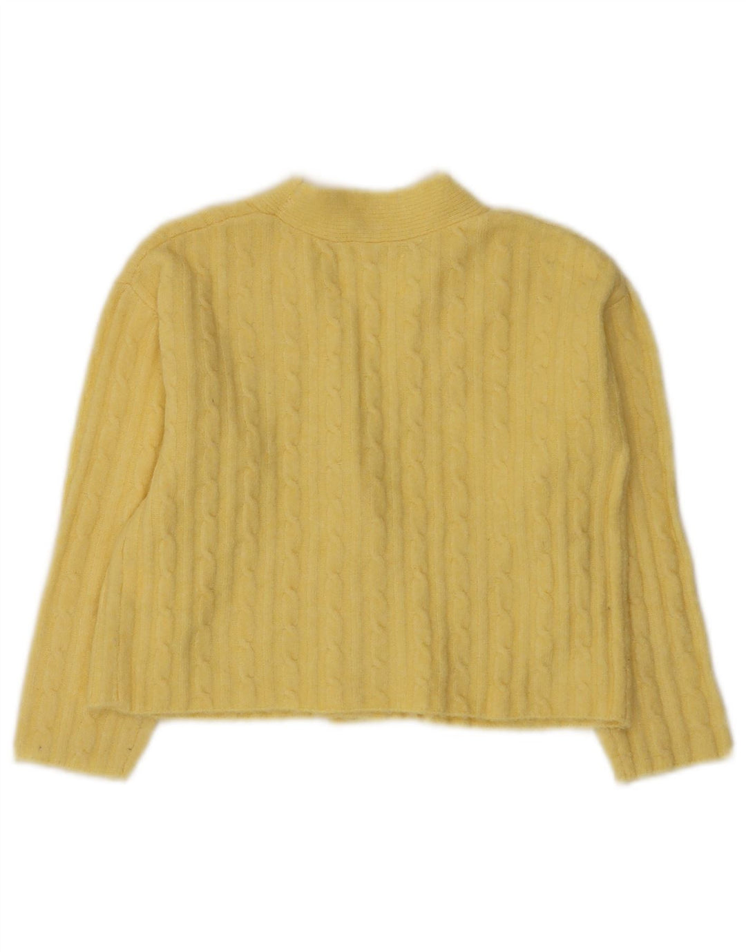 Zara Girls Crop Cardigan Sweater 8-9 År Gul Polyester