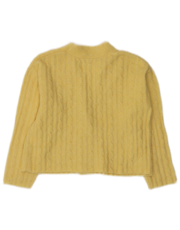 Zara Girls Crop Cardigan Sweater 8-9 År Gul Polyester