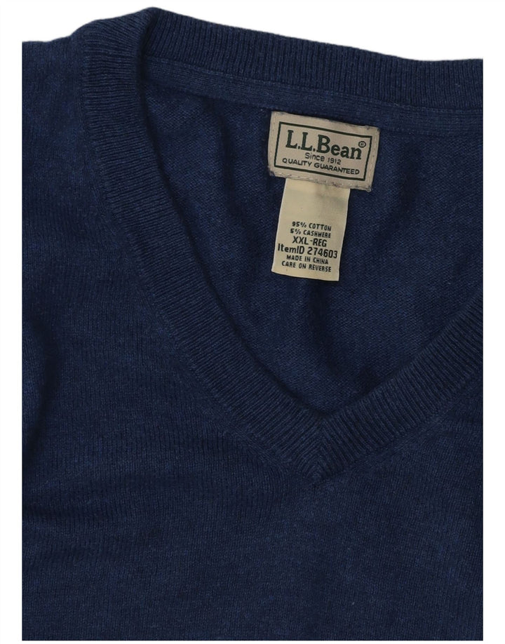 L.L.BEAN Herre V-hals sweater 2XL Blå Bomuld