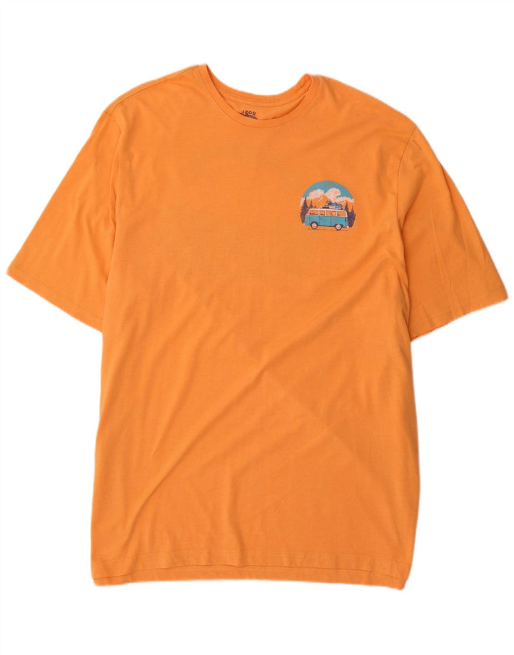 IZOD Herre Salt Water Grafisk T-Shirt Top 2XL Orange Bomuld