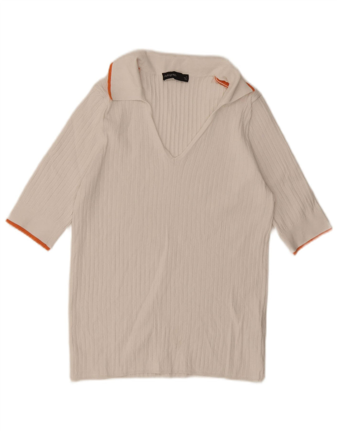Marks & Spencer Dame Autograph Polo Shirt UK 14 Medium White Viscose