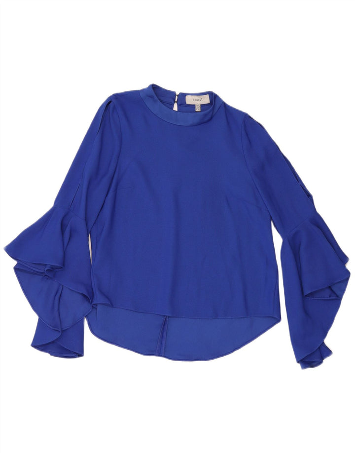 Coast Dame Langærmet Bluse Top UK 10 Small Blue Polyester