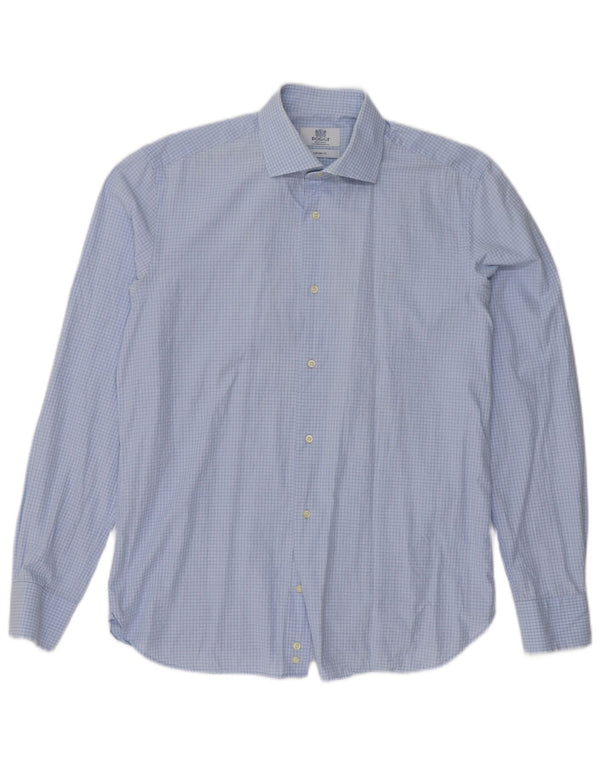 Boggi Herre Milano Custom Fit skjorte størrelse 39 15 1/2 Medium Blue Gingham