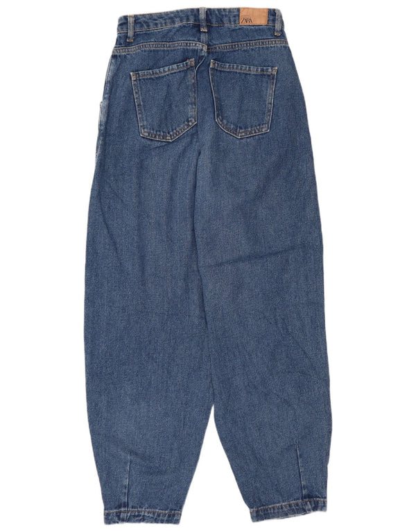 Zara Dameballon Højtaljede tilspidsede Jeans EU 34 2XS W24 L26 Blå Bomuld