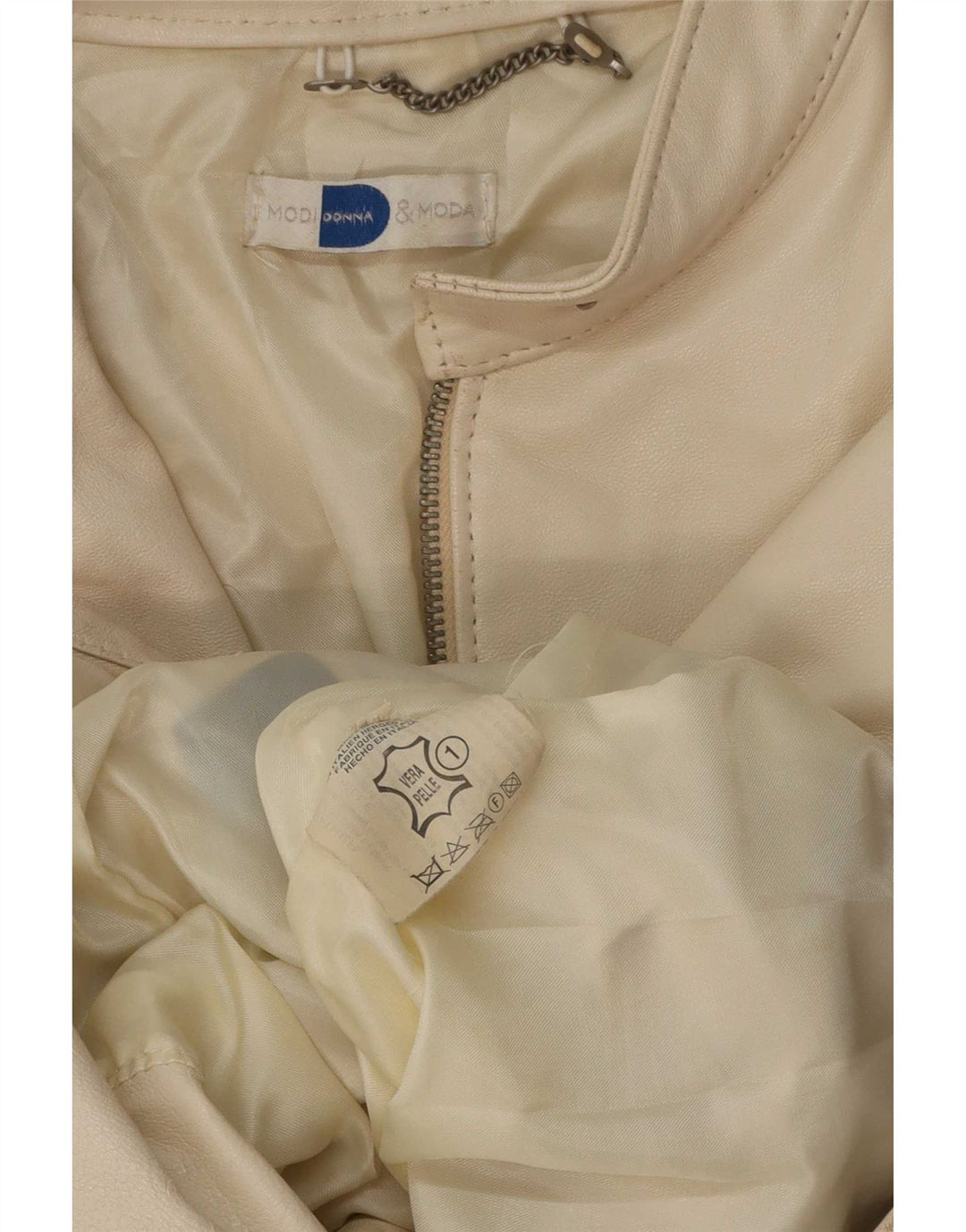 Vintage læderjakke til kvinder UK 14 Medium Beige