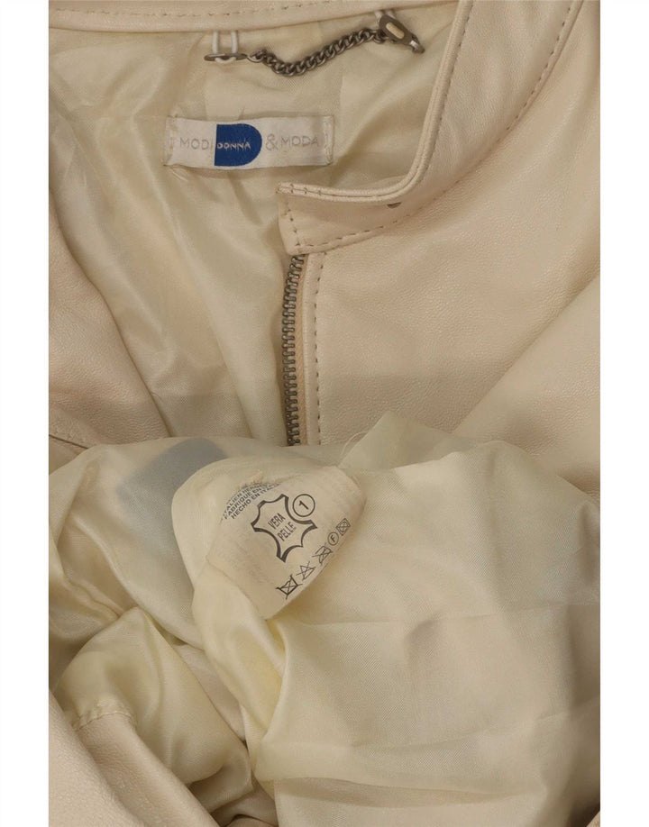 Vintage læderjakke til kvinder UK 14 Medium Beige