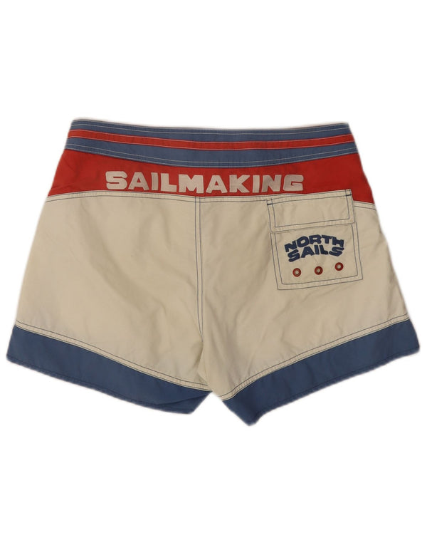 North Sails Womens Swimming Shorts UK 14 Medium Off White Colourblock
