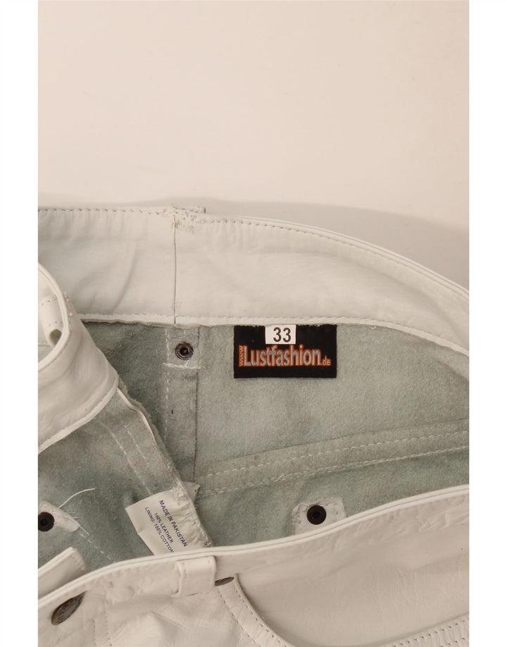 Vintage Læder Læder Shorts W33 Store Blå Læder