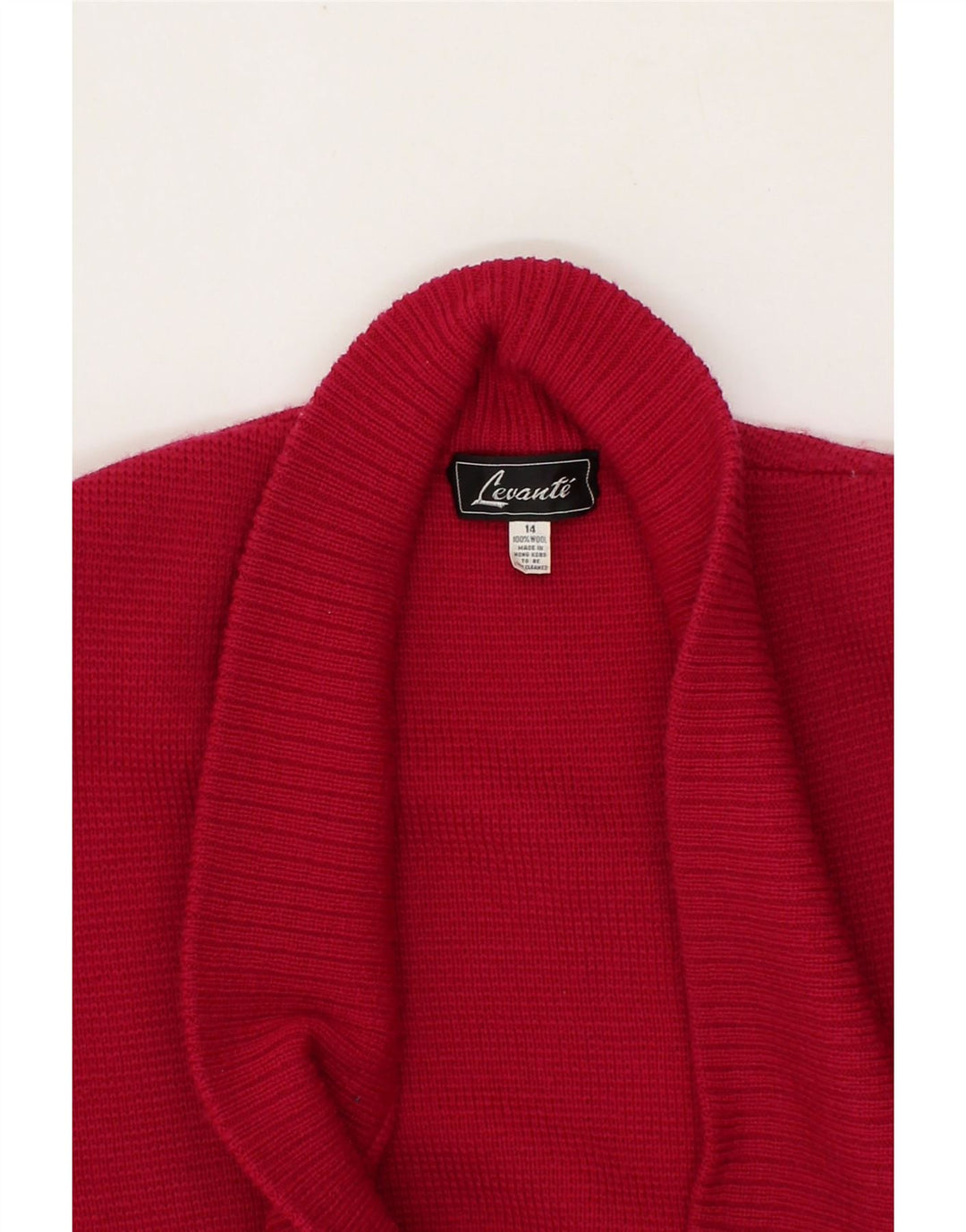 LEVANTE Womens Open Cardigan Sweater UK 14 Medium  Red Wool Vintage Levante and Second-Hand Levante from Messina Hembry 