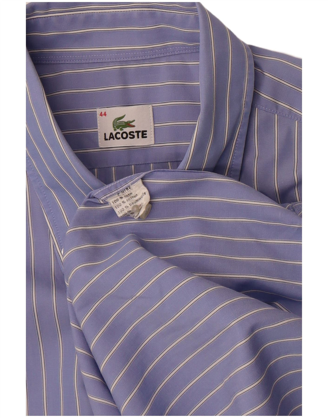 Lacoste herreskjorte str. 44 XL Blå nålestribet bomuld