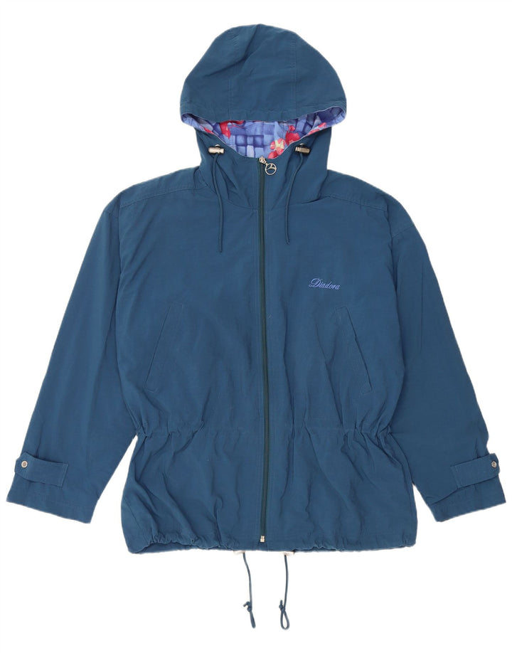 Diadora Dame Oversized Hætte Regnjakke UK 14 Medium Blue Polyamide