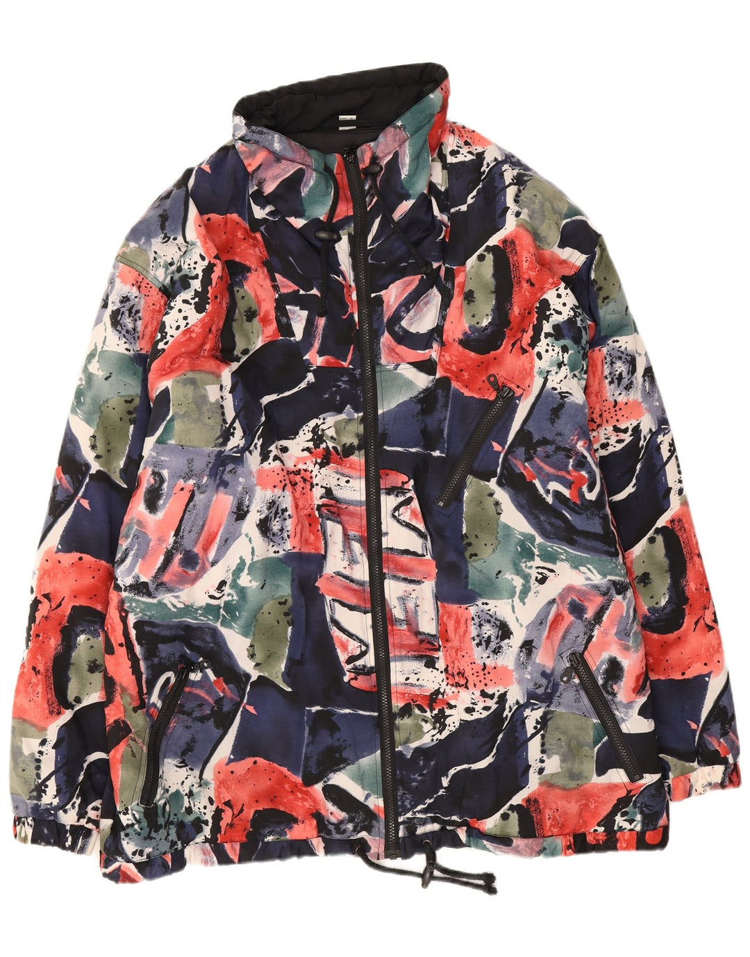 Vintage herre abstrakt mønster vindjakke UK 42 XL flerfarvet