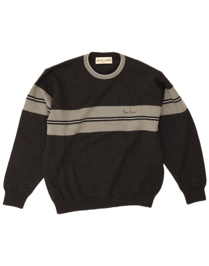 PIERRE CARDIN Herre sweater med rund hals, mellemgrå farveblok
