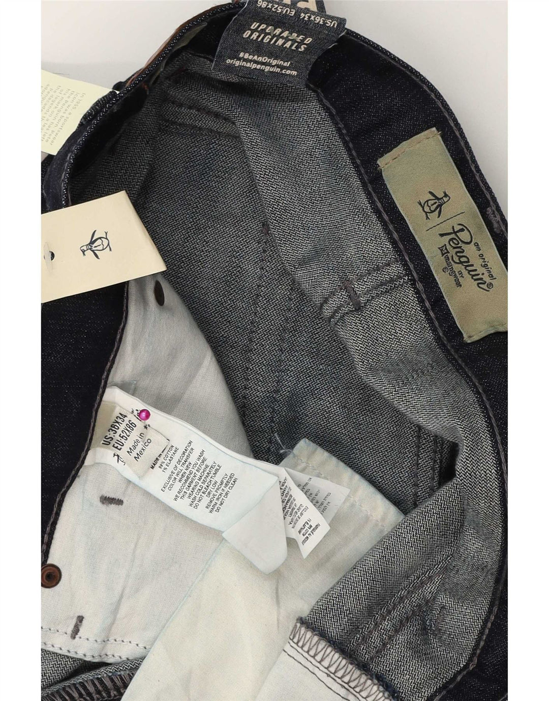 Penguin Herre Slim Jeans W36 L34 Marineblå Bomuld