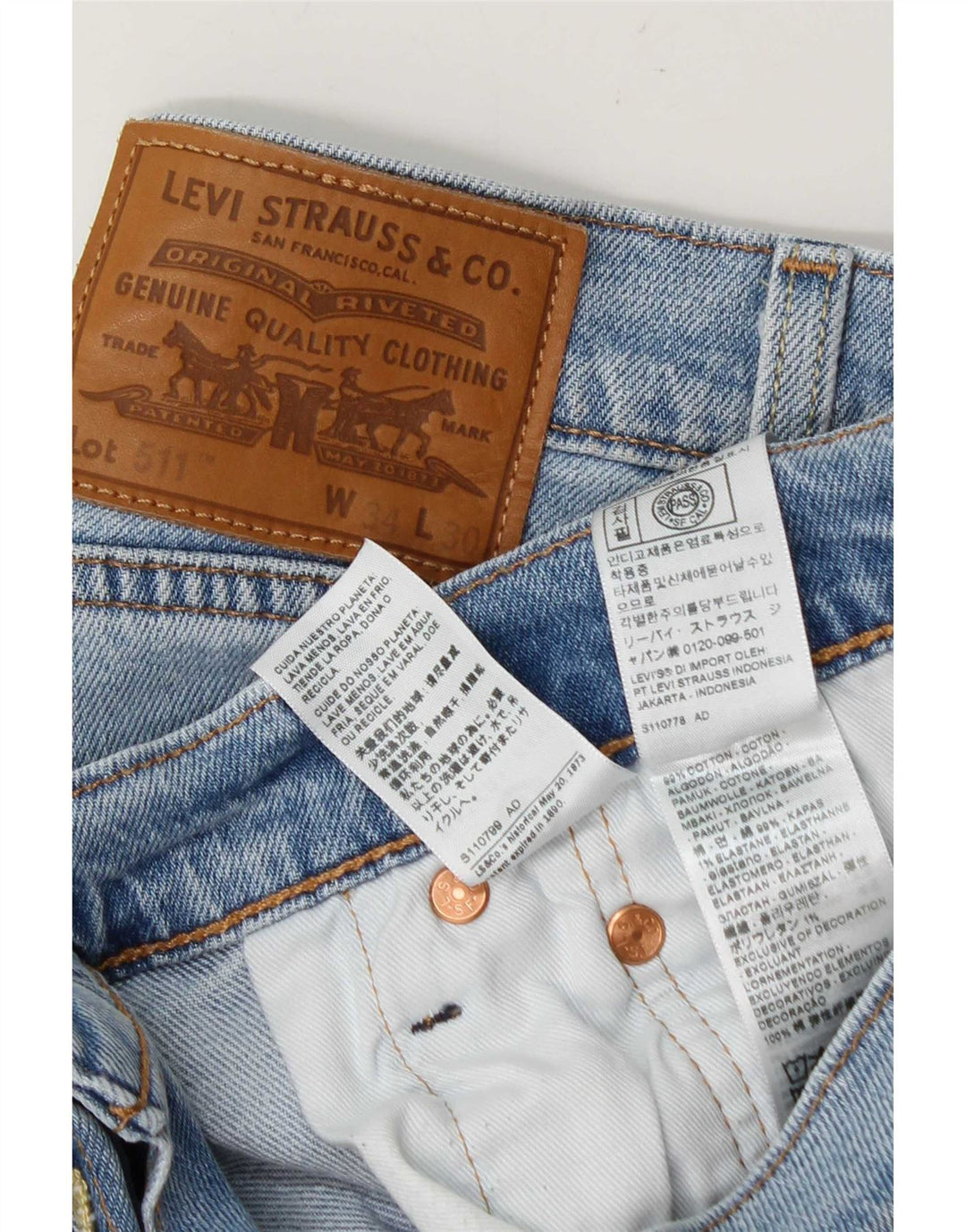 Levi's Herre 511 Slim Jeans W34 L30 Blå Bomuld
