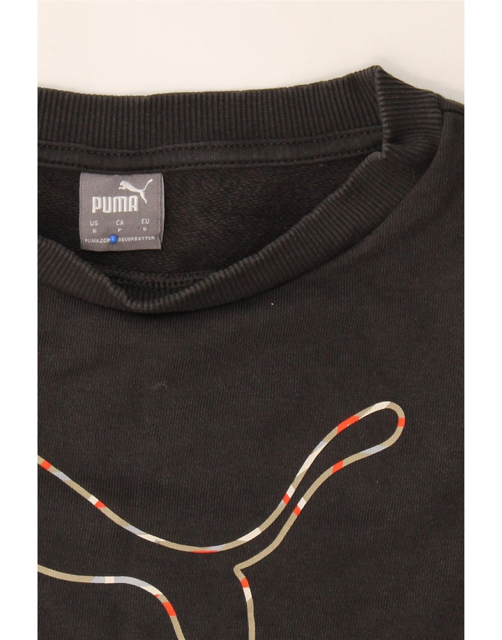 PUMA Womens Graphic Sweatshirt Jumper UK 10 Small Black Cotton Vintage Puma and Second-Hand Puma from Messina Hembry 