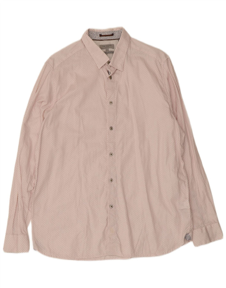 Ted Baker herreskjorte str. 6 2XL Pink geometrisk bomuld