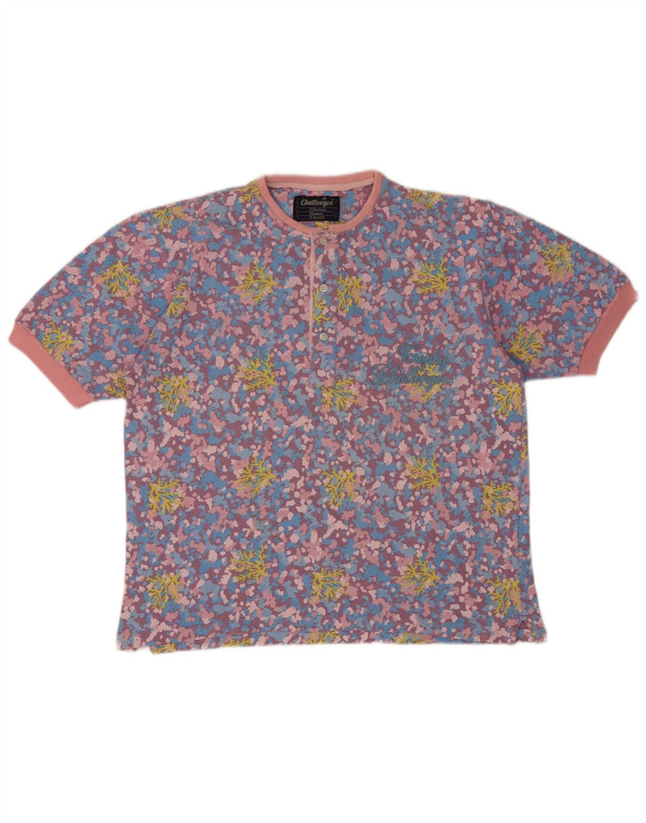 Challenger Herre T-Shirt Top XL Flerfarvet blomstret bomuld