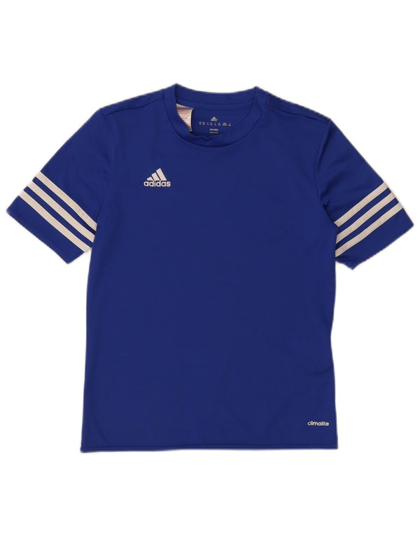Adidas Boys Climalite T-Shirt Top 11-12 År Stor Blå Polyester