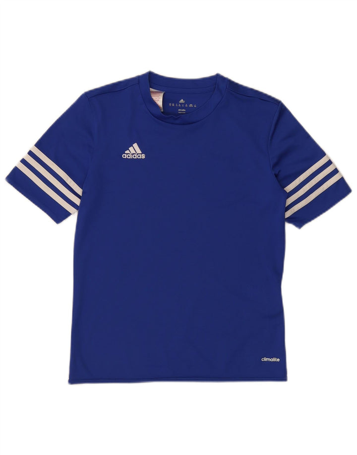 Adidas Boys Climalite T-Shirt Top 11-12 År Stor Blå Polyester