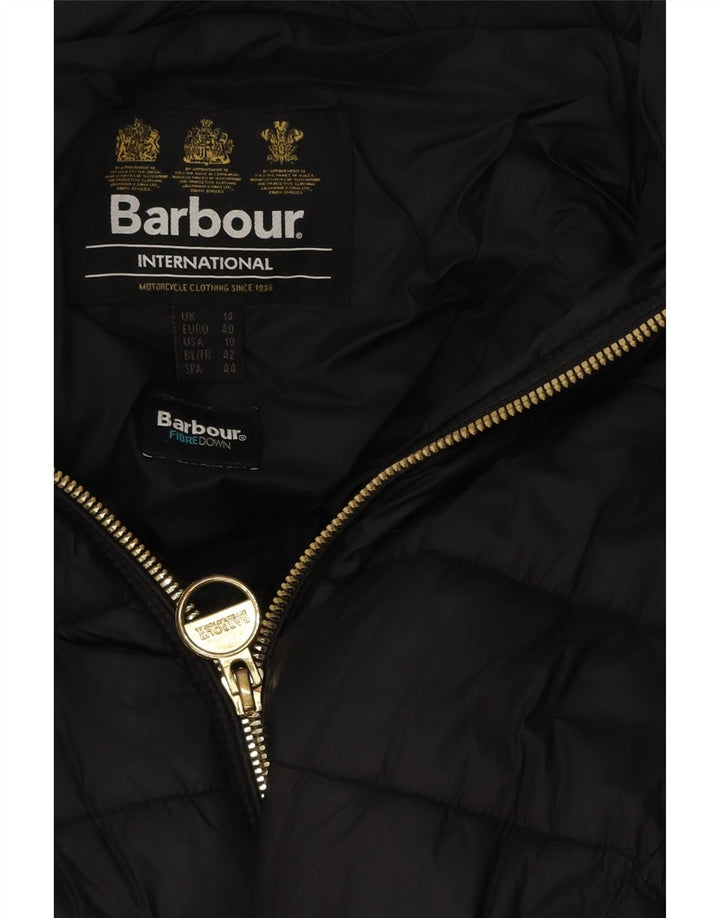 Barbour Dame Hætte Polstret Jakke UK 14 Stor Sort Polyester