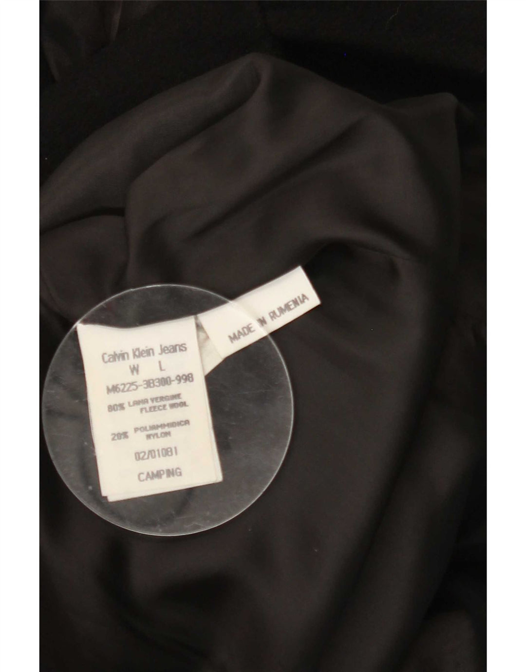 Calvin Klein Jeans Herre Pea Coat UK 40 Large Black Wool