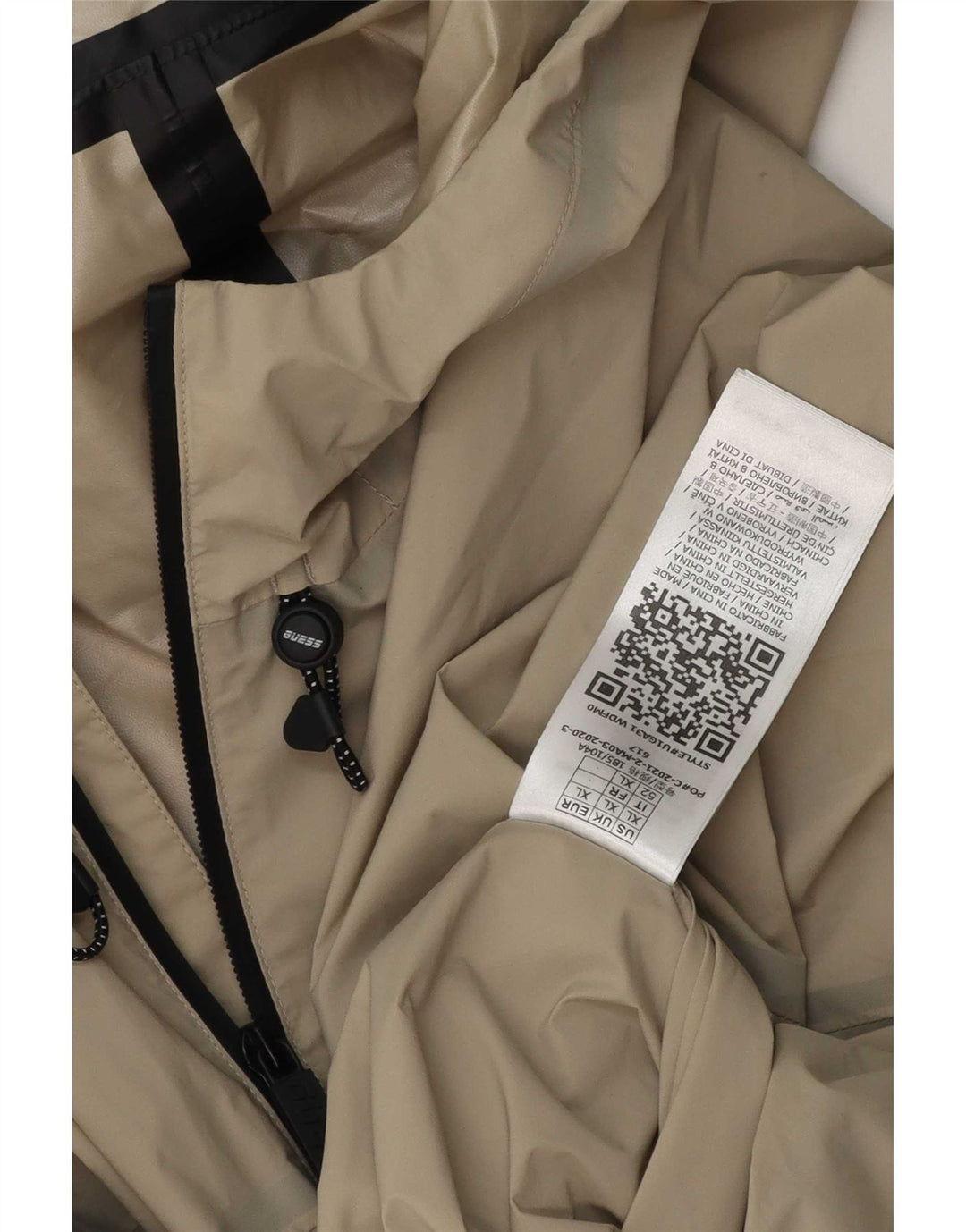 Guess Regnjakke med hætte til mænd UK 42 XL Beige Polyethylene