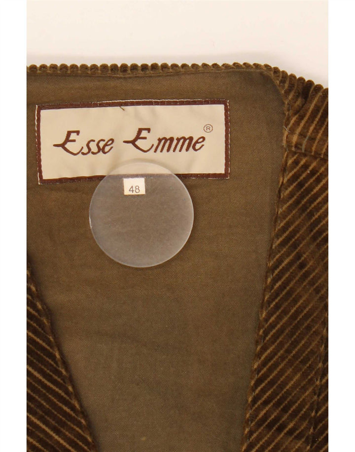 ESSE EMME Herre Corduroy Gilet IT 48 Medium Khaki Bomuld