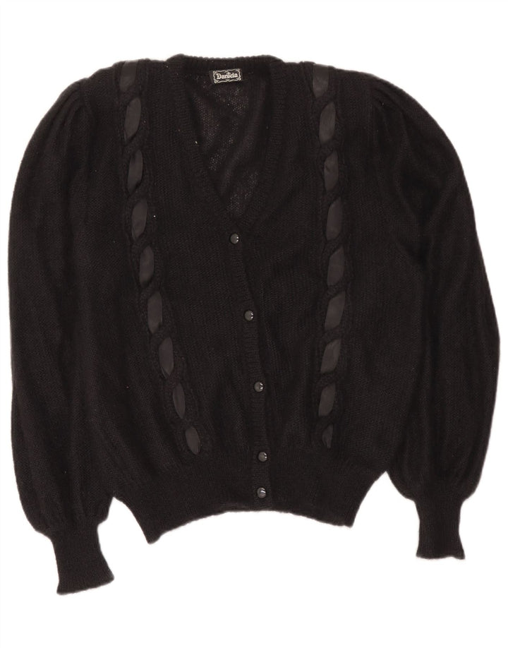 Vintage dame cardigan sweater EU 40 Medium Black Mohair