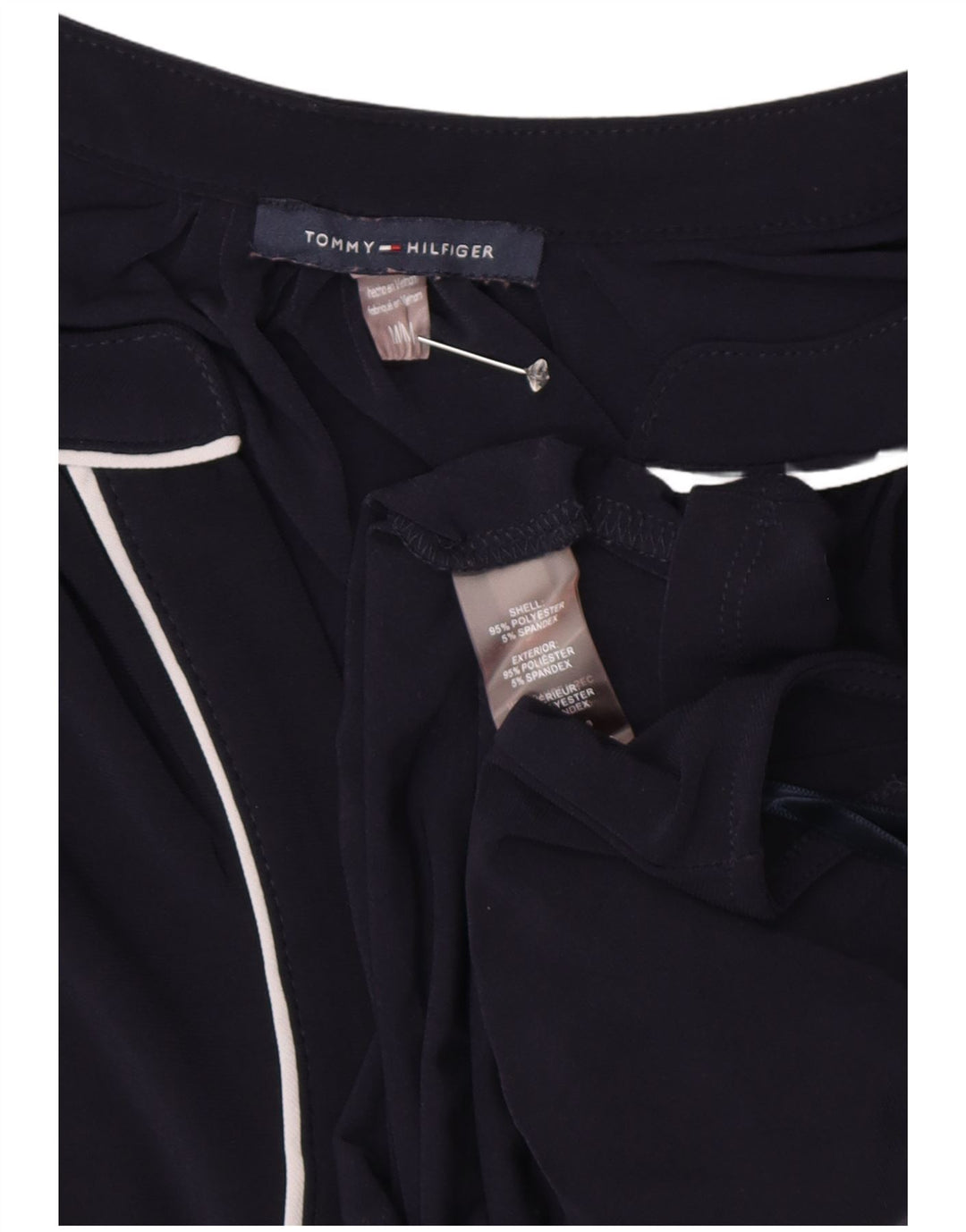 TOMMY HILFIGER Dame bluse Top UK 14 Medium Navy Blue Polyester