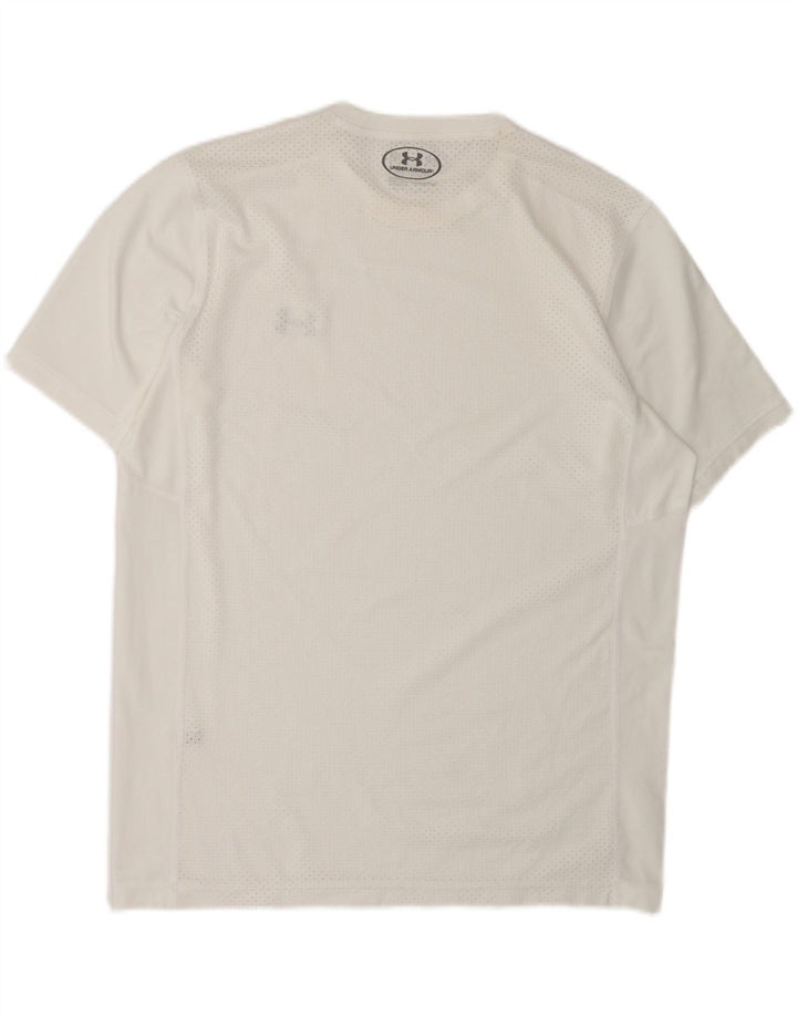 UNDER ARMOUR Mens Heat Gear T-Shirt Top Large White Vintage Under Armour and Second-Hand Under Armour from Messina Hembry 