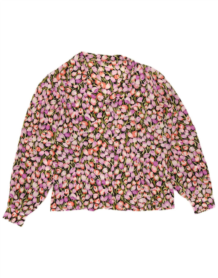 Vintage dameskjorte bluse UK 12 Medium Multicolored Floral