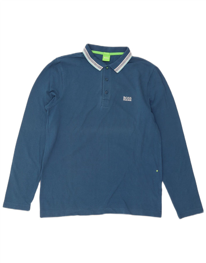 HUGO BOSS Langærmet Regular Fit Polo Shirt til mænd, lille blå