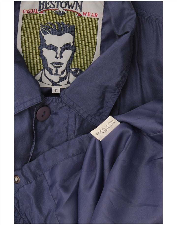 Vintage Herre Loose Fit Utility Jacket UK 36 Small Blue Silk