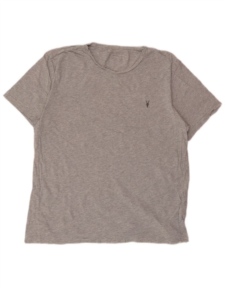 All Saints Herre Slim Fit T-Shirt Top Stor Grå Bomuld