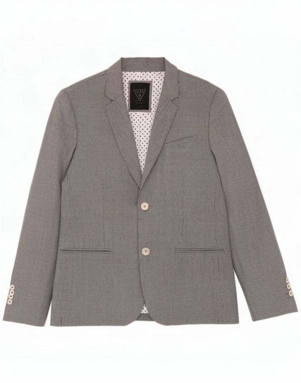 Guess Mens 2 Button Blazer Jacket UK 36 Medium Blue Houndstooth Modern