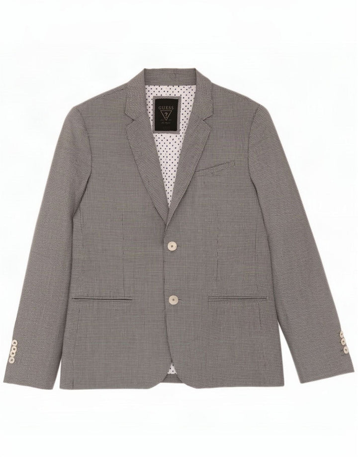 Guess Mens 2 Button Blazer Jacket UK 36 Medium Blue Houndstooth Modern