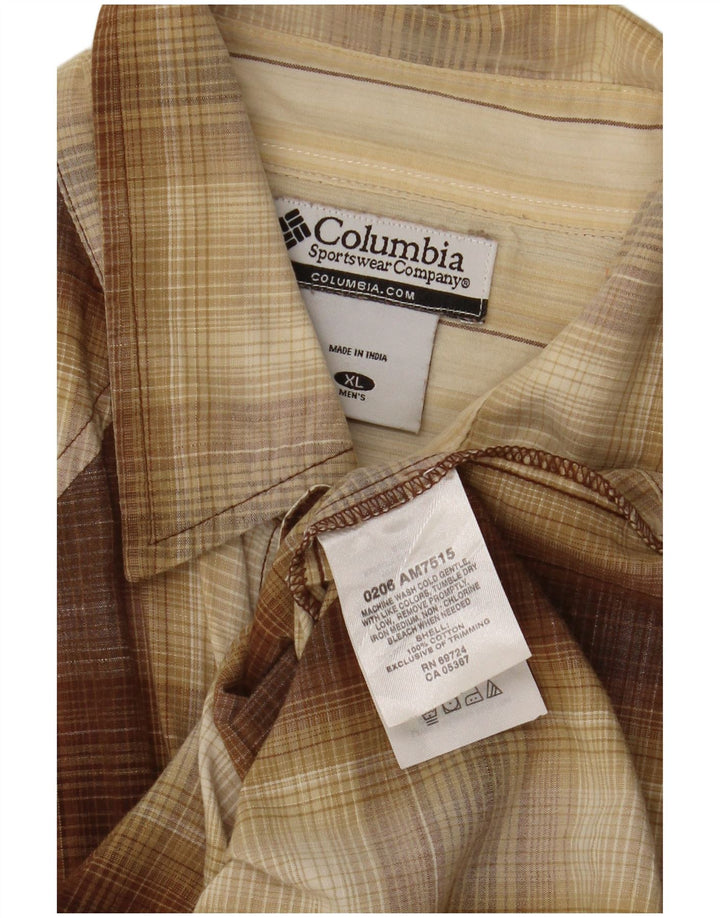 Columbia herreskjorte XL brun ternet bomuld