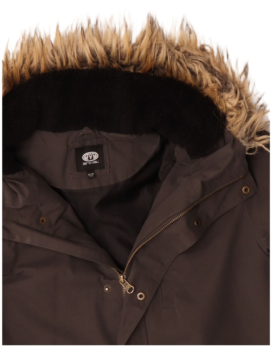 Animal Boys Hooded Parka Jacket 13-14 Years Grå