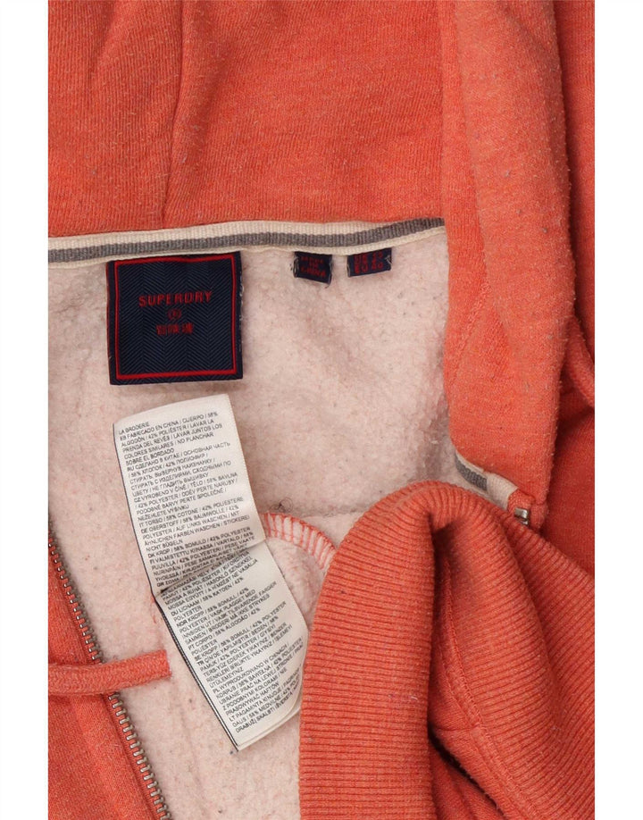 Superdry hættetrøje med lynlås til kvinder i overstørrelse UK 12 Medium Orange Bomuld