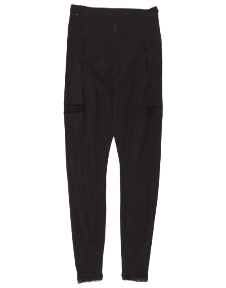 Nike Dame Dri Fit Leggings UK 14 Medium Sort Nylon