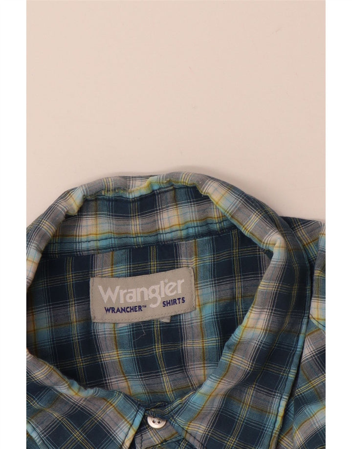 WRANGLER Mens Wrancher Short Sleeve Shirt XL Blue Check