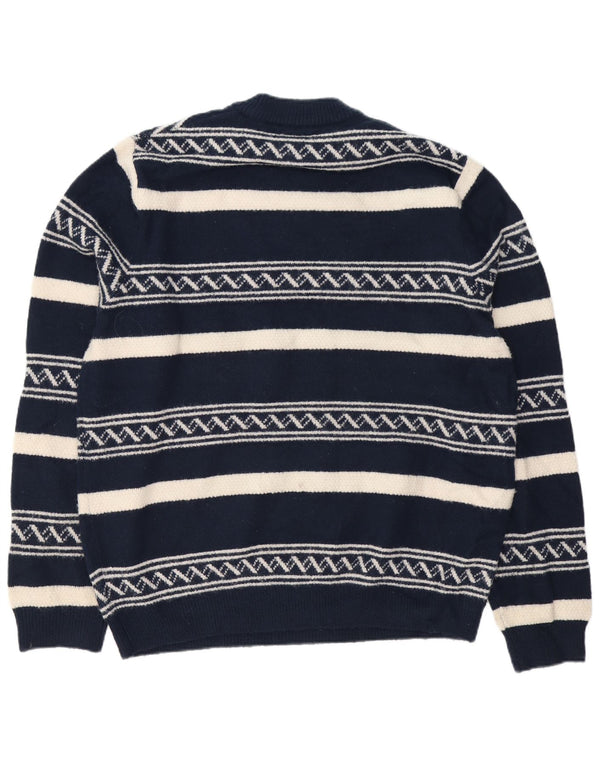 Marks & Spencer Mens Crew Neck Jumper Sweater 2XL Navy Blue Fair Isle