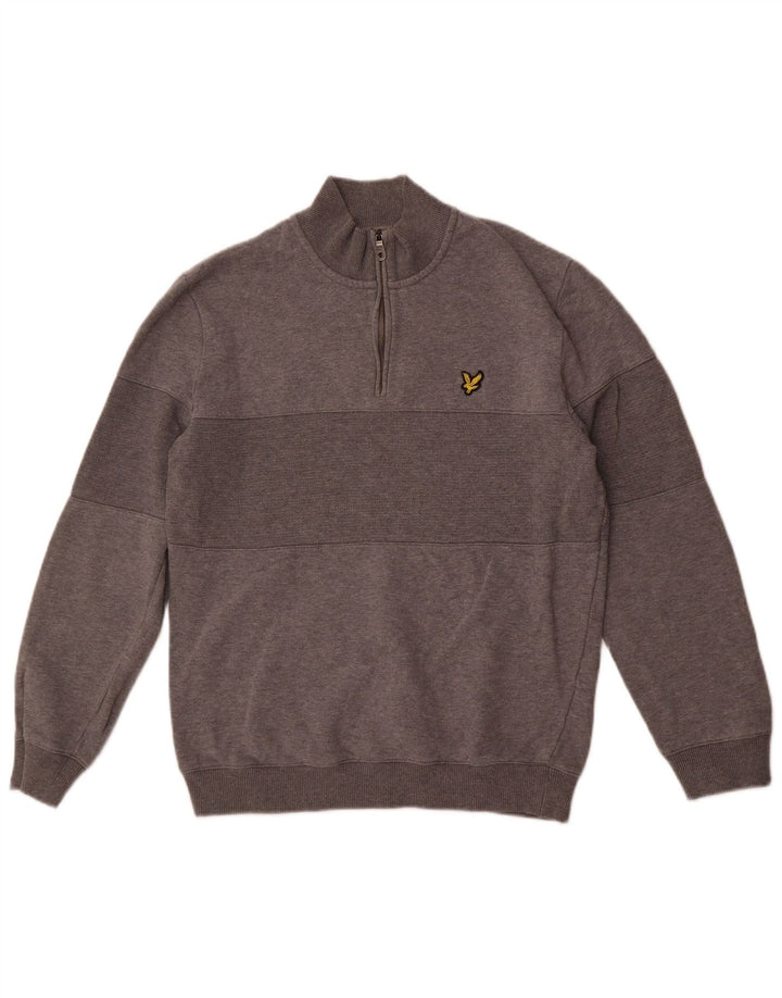 Lyle & Scott Sweatshirt med lynlås til mænd mellem grå farveblok bomuld